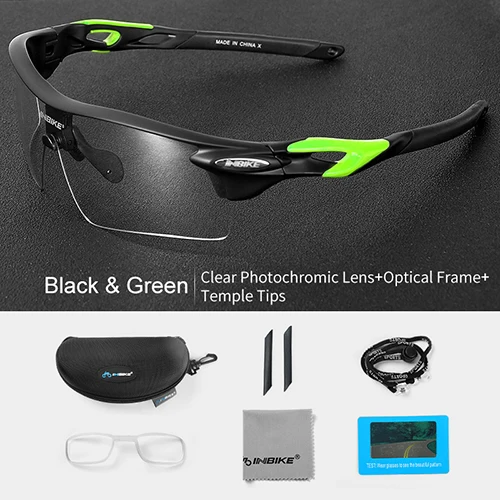INBIKE фотохромные спортивные очки, ветрозащитные очки для велоспорта, MTB, дорожный велосипед, поляризационные солнцезащитные очки, очки для рыбалки, бега, велосипеда - Цвет: Green 1 Lens