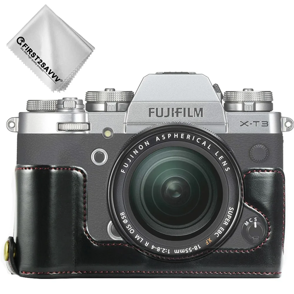 Половина тела из искусственной кожи чехол камера сумка для Fujifilm Fuji X-T2 XT2 X-T3 XT3 набор крышка с отверстием батареи