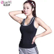 

QLuoYi Women Fitness Quick Drying Sports Shirts Elastic Sleeveless Yoga TShirt Tights Gym Running Tops Tees Blouses Clothes