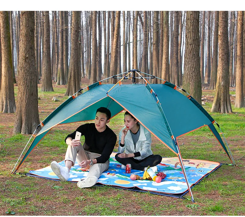 Палатка Пляжная для 3-4 человек, двухслойная Автоматическая палатка для путешествий, для кемпинга, парка, кемпинга, непромокаемая, солнцезащитная, с москитной сеткой
