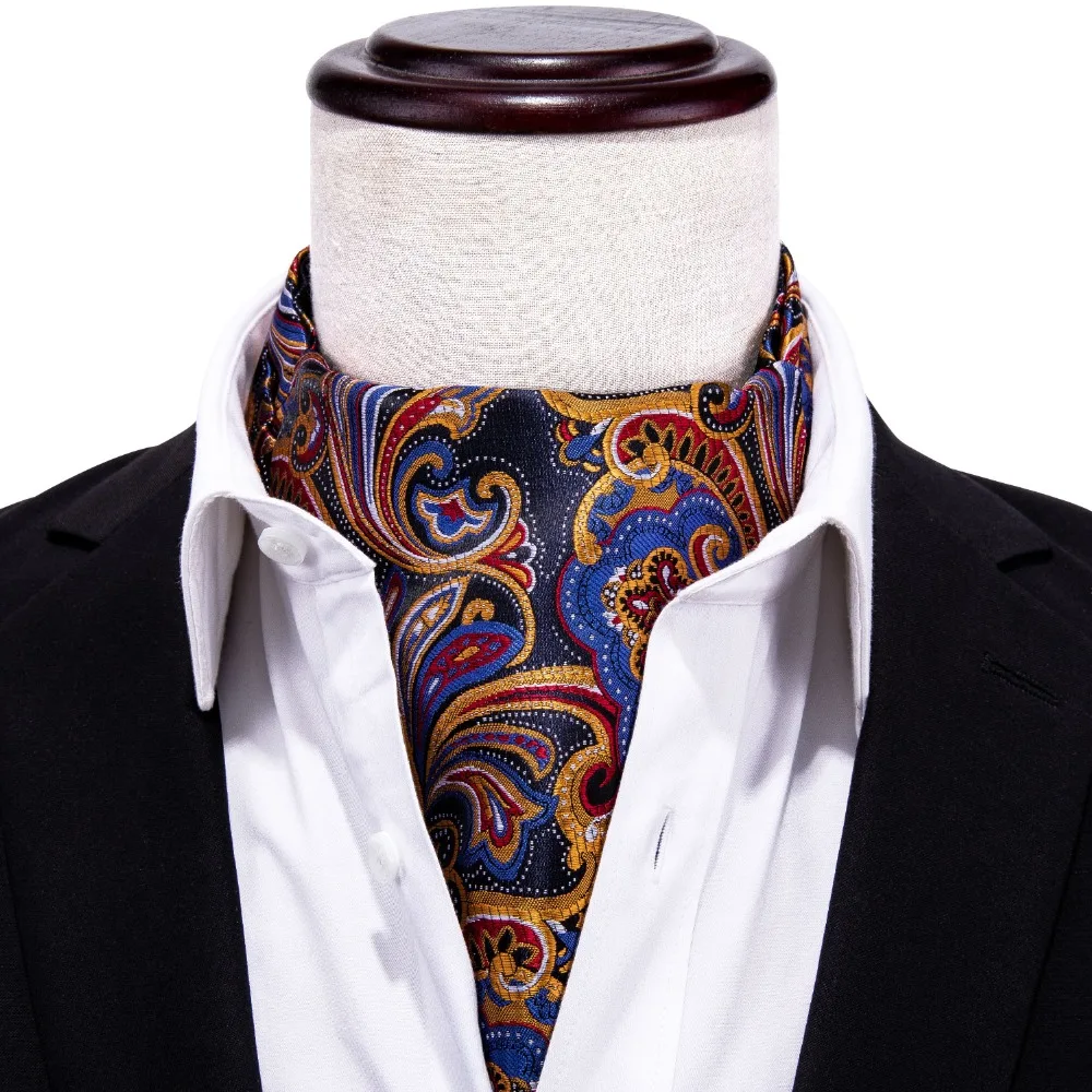 LJ-0001 модный бренд 8 видов стилей золото для мужчин галстук «Аскот» запонки 100% шелк Пейсли Барри. Ван s галстуки Свадебная вечеринка