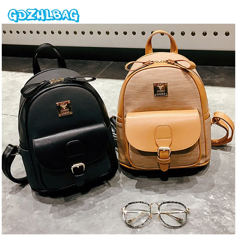 

Women Mini Backpacks School Bags For Girls Pu Leather Black Travel Bagpack Small sac a dos ecole woman backpack 2018 New B274