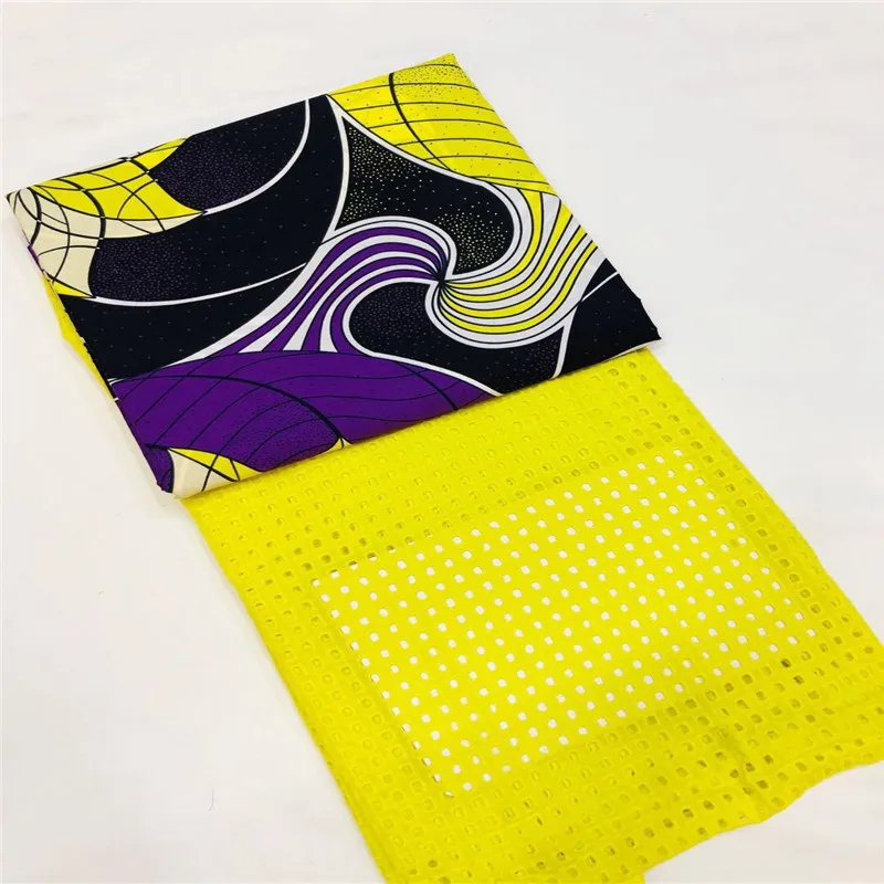 

Beautifical African Lace fabric 2019 Swiss Cotton Dry java wax Fabric High Quality Swiss Lace Material for dress 3 +2.5yard XM03