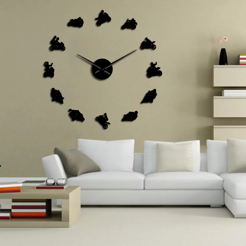 Günstig Motocross Sport Fahrrad Wand Kunst Wohnkultur DIY Riesen Wanduhr Uhr Extreme Sport Motorrad Super Bike Speed Racer Bikers geschenk