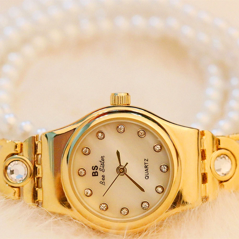 Женские часы с жемчужным браслетом, модные часы со стразами, маленькие часы с браслетом, кварцевые наручные часы Relogio Feminin