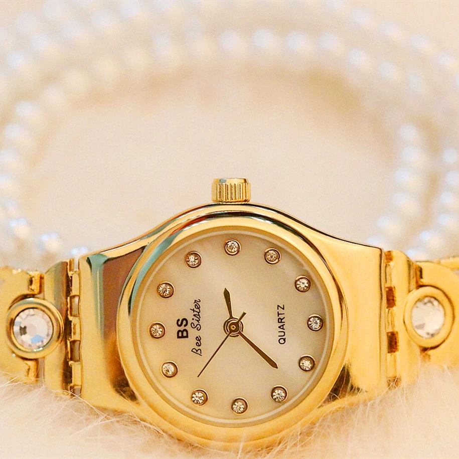 Женские часы с жемчужным браслетом модные имитацией страз маленькие циферблатом