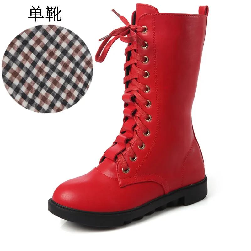 Брендовые детские ботинки; новая зимняя кашемировая теплая детская обувь из натуральной кожи; модная зимняя обувь для девочек; хлопковая обувь; KS165 - Цвет: red