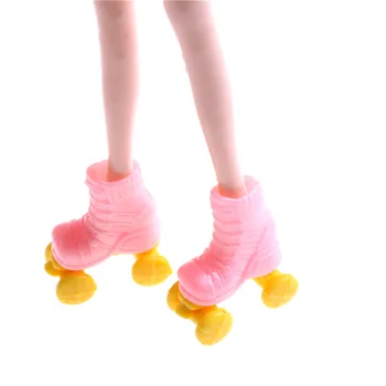 

2Pairs Gift For Kid Doll Roller Skates Decorative Toy Kids Girls Toy Roller Play For Barbie Dolls Doll Accessories