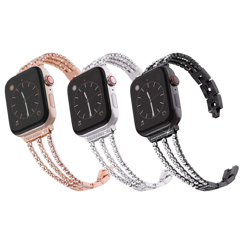 Серебряный Diamond Металлический Ремешок Для Apple Watch4/3/2/1 ремень 38 мм 40 мм ремешка замена Браслет
