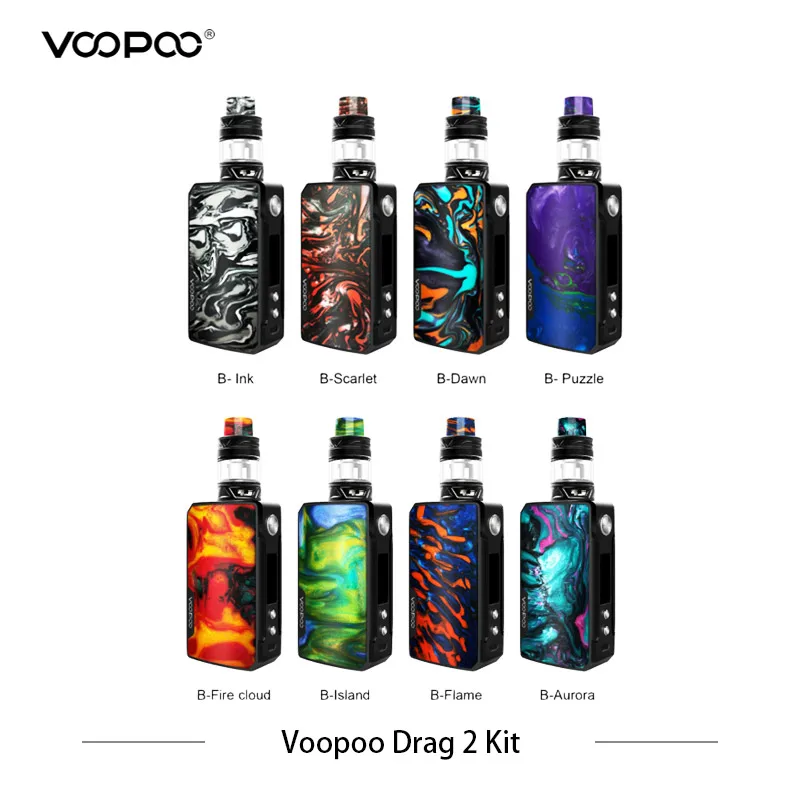 Billige Original VOOPOO Drag 2 Kit mit Batterie 177w Box Mod Harz Kit Vape E Zigarette mit UFORCE T2 tank U2 N3 Mesh Spule E Zigaretten