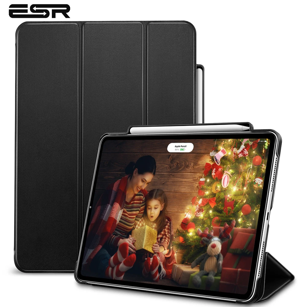 

ESR Case iPad Pro 12.9 2018 Cover PU Leather Transparent PC Back Ultra Slim Cover with Pencil Slot Support Attach Charge Funda