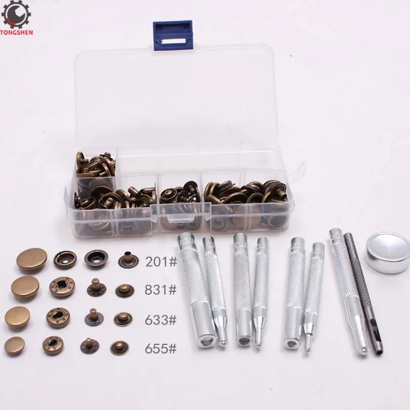 Snap Buttons Kit 50 Sets Metal Fasteners Press Studs with 9 Pieces Hand Fixing Tools Various Sizes No Sewing DIY Craft Clothing Snap Buttons Snap Buttons Kit 50 Sets Metal Fasteners Press Studs with 9 Pieces Hand Fixing Tools Various Sizes No Sewing DIY Craft Clothing Snap Buttons