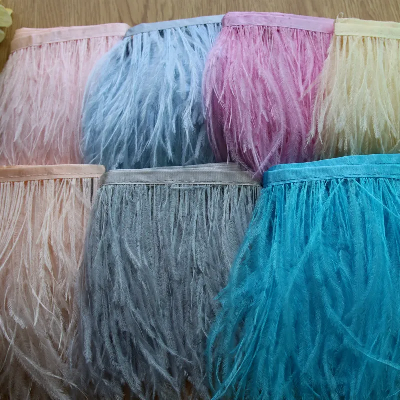 

1M ostrich feather 36 colors diy handmade feather cloth strip cloth side feather skirt clothing festival accessories AC056