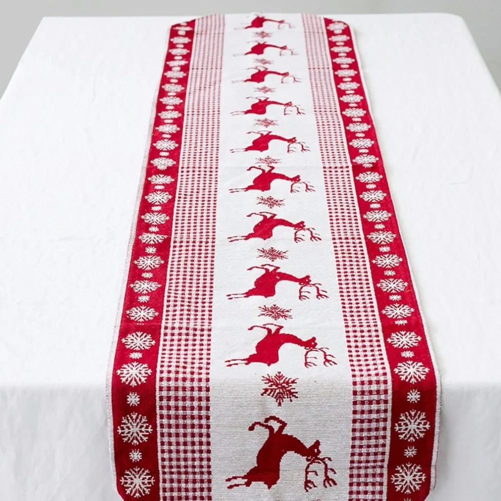 Рождественская льняная скатерть с флагом, размер 35*170 см, хлопковые льняные скатерти для свадебной вечеринки, украшение для стола, Рождественское украшение для дома