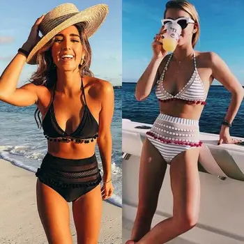 

Hot 2019 Women High Waist Bikini Set 2 Pc Padded Print Push Up Tankini Swimsuit Ladies Bathing Suit Summer Beach Swimwear New