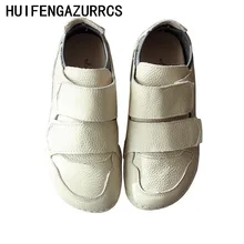 HUIFENGAZURRS- Весна Новая натуральная кожа круглый носок туфли настоящей ручной работы, художественная обувь в стиле ретро «MORI GIRL», повседневная женская обувь
