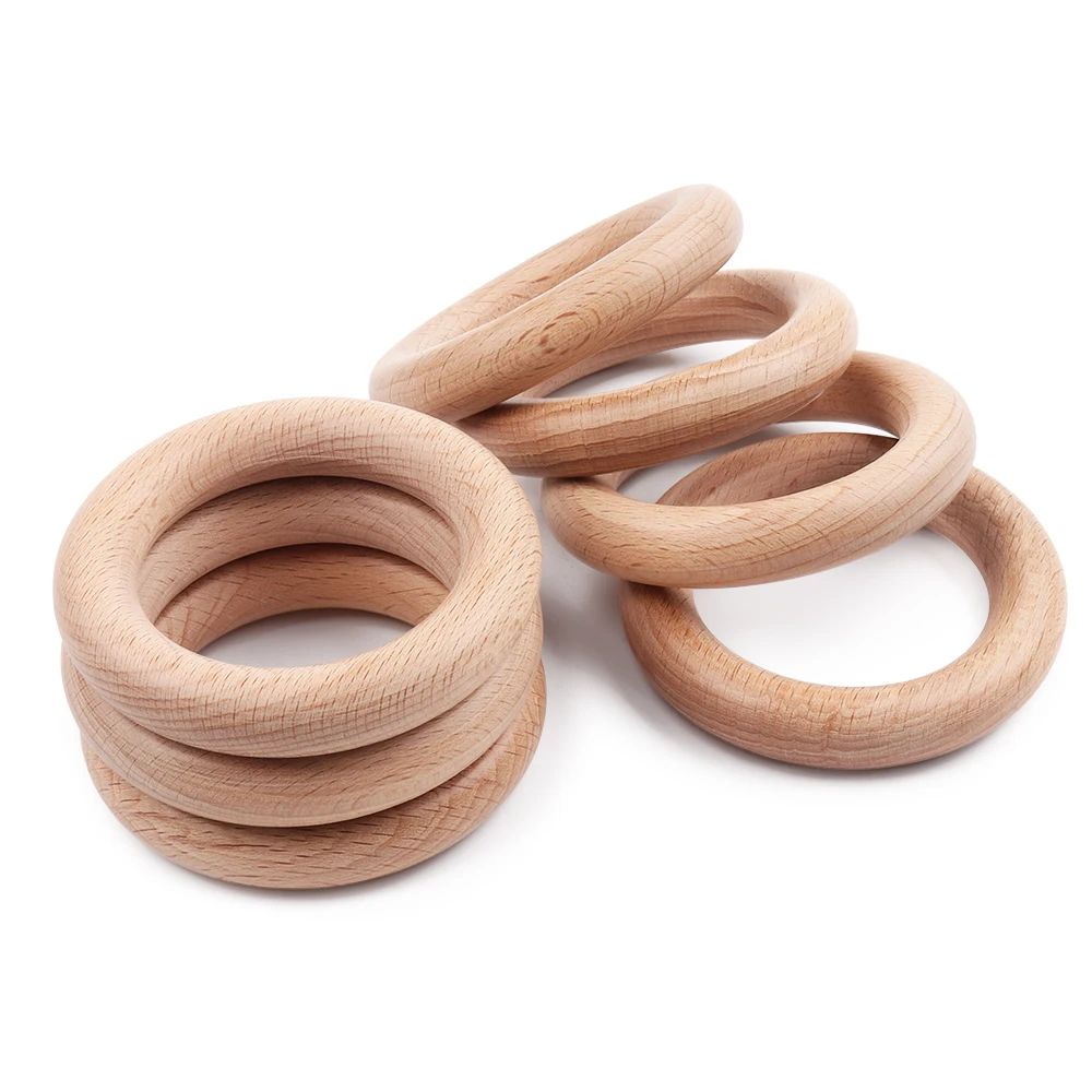 TYRY.HU 20pcs 40mm/70mm Beech Wooden Baby Teething Rings Baby Teethers DIY Teething Toys Rattle Accessories BPA Free
