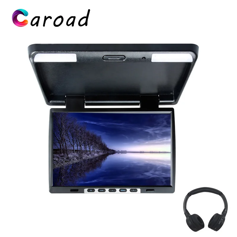 

Monitor In Car 15.4" HD Digital Panel TFT LCD Screen Built-in IR Transmitter With Dual Dome Lights Car Roof Screen MP5 Player