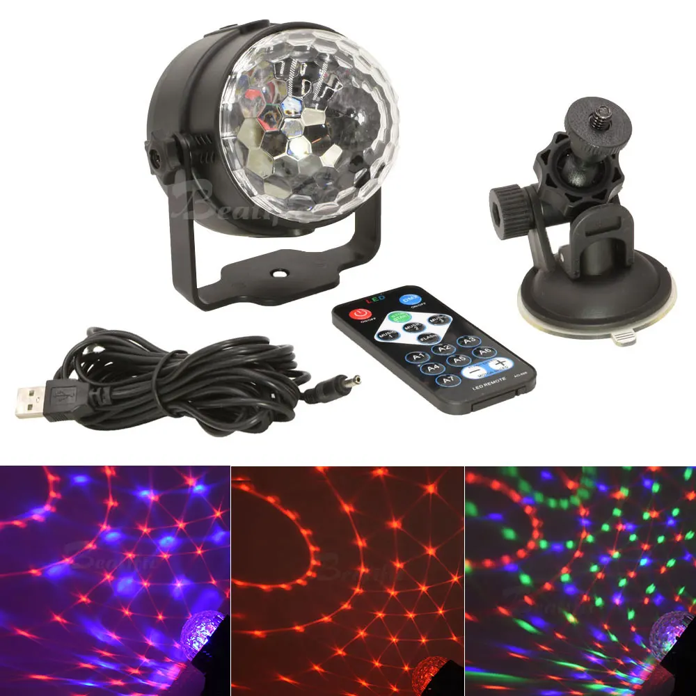 Автомобильный Стайлинг Led USB разъем RGB 3 Вт Кристалл Мини диско волшебный шар