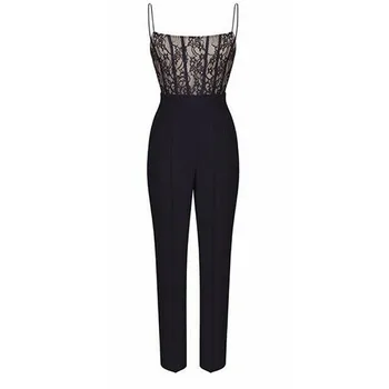 

Trendy Women clothes Casual Lace Sleeveless strap transparent Jumpsuit off shoulder Ladies Polyester Romper one pieces