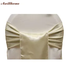 200 шт. чехлы на стулья створки лук свадебный цвета слоновой кости атласные ленты