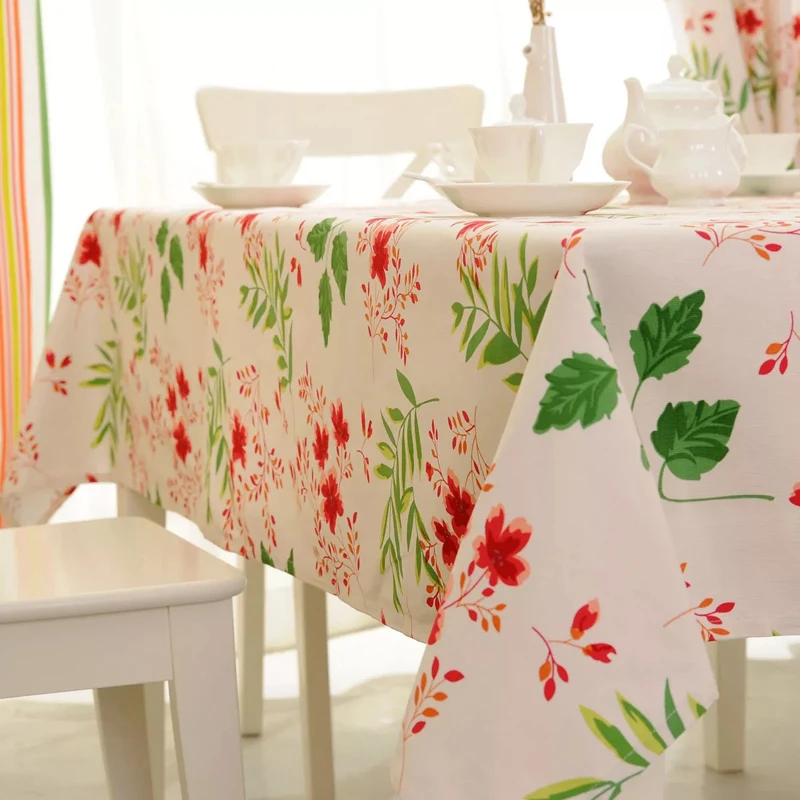 DHD Pastoral Tablecloth Rectangle Floral Printed Tablecloth Cotton