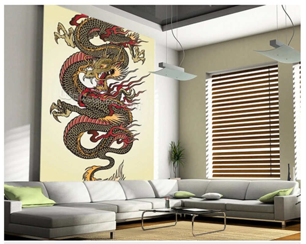 Пользовательские 3D художественные обои, дракон Татуировка азиатская Фреска для гостиной спальни обеденный фон стены papel де parede