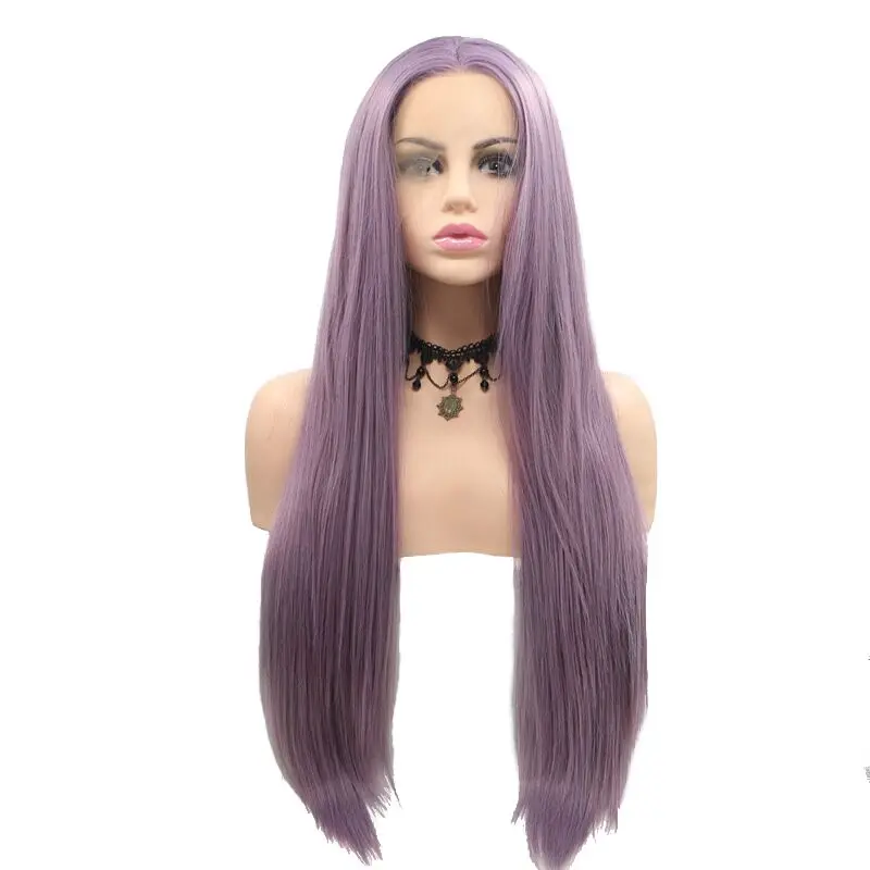 Marquesha Лаванда Фиолетовый синтетический парик фронта шнурка Длинные прямые Термостойкие волосы парик для женщин