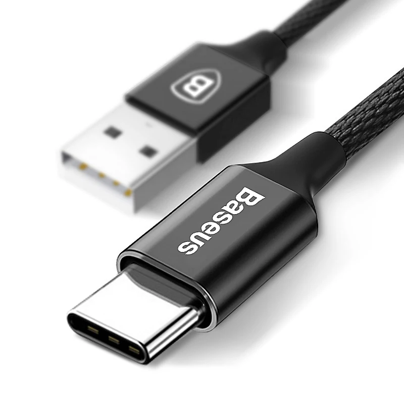 Baseus 3A USB C кабель USB-C type-c зарядное устройство Шнур синхронизации данных кабель для Oneplus 6 5 t huawei mate 20 Pro кабели для мобильных телефонов - Цвет: Black