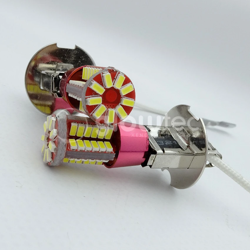 10 шт H3 57smd фар 4014 яркий свет автоматически 6000 K белый светодиодные лампы фара Туман лампа DC12V GLOWTEC
