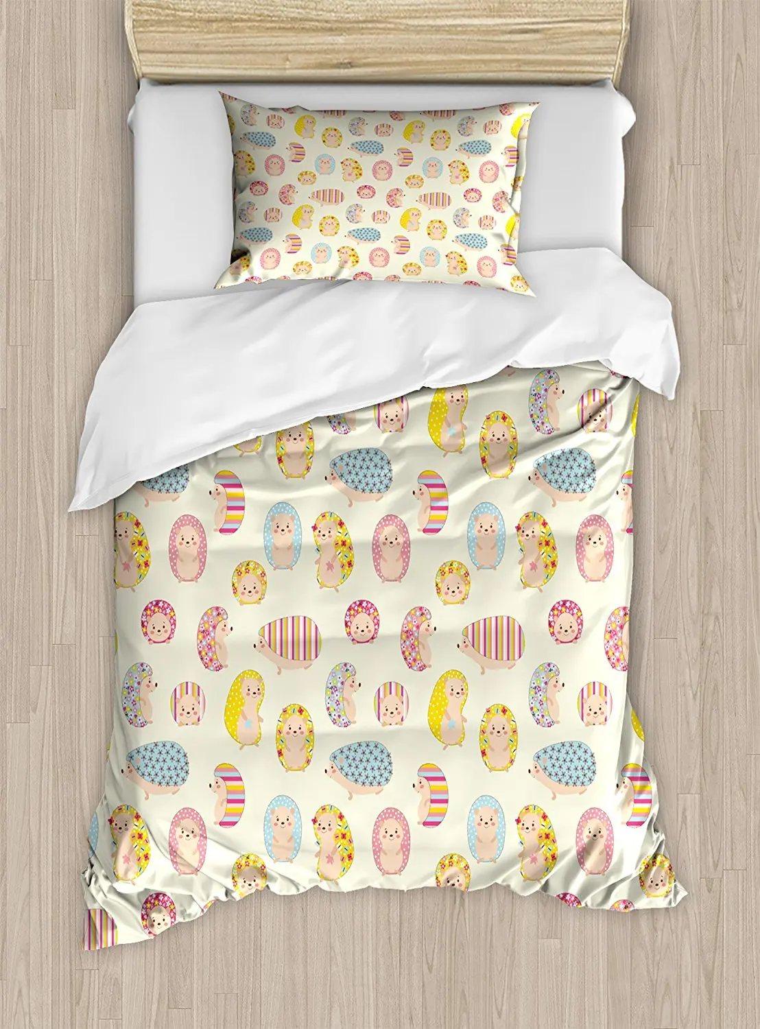 Hedgehog Duvet Cover Set Smiling Baby Characters With Dotted Fl Hedgehog Duvet Cover Set Smiling Baby Characters With Dotted Fl And Striped Prints Kids Toddler Nursery 4pcs Bedding In Sets From Home