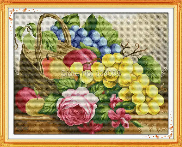 

Wholesale Needlework,Stitch,14CT Cross Stitch,Sets For Embroidery Kits,Fruit Basket (4) Patterns Counted Cross-Stitching