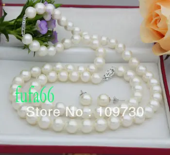

free shipping Jewelry 00214 PERFECT 18" AAA++ 8-9MM WHITE AKOYA PEARL NECKLACE SET