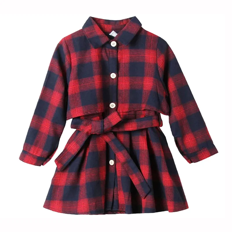 Весна Осень Мумия блузка для дочери одинаковые комплекты для семьи мама платье девочек в клетку плиссированные шнуровкой 2 до 11 лет - Цвет: red