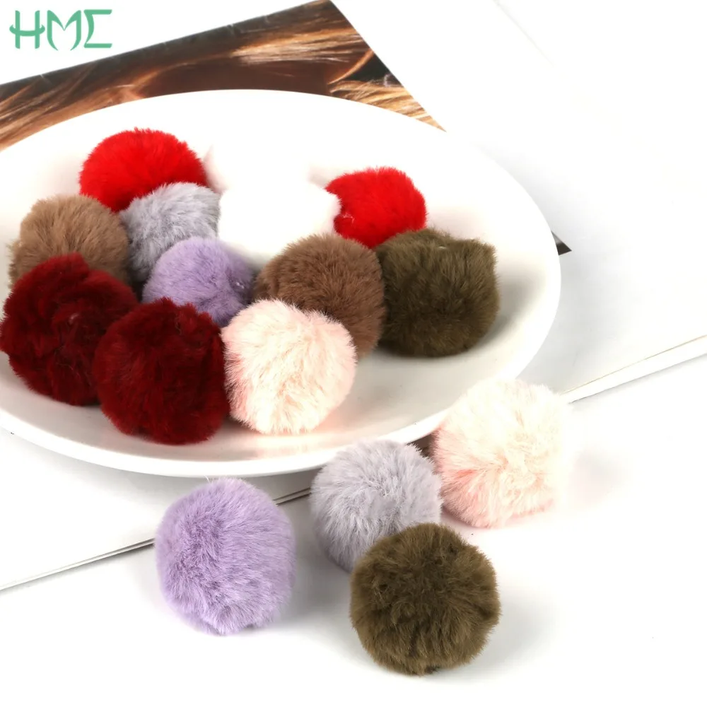 New 6pcs/lot 4cm DIY Handmade Accessories Faux Rabbit Fur Ball PomPom Pendant Charms For Earring Key Chain Jewelry Making | Украшения и