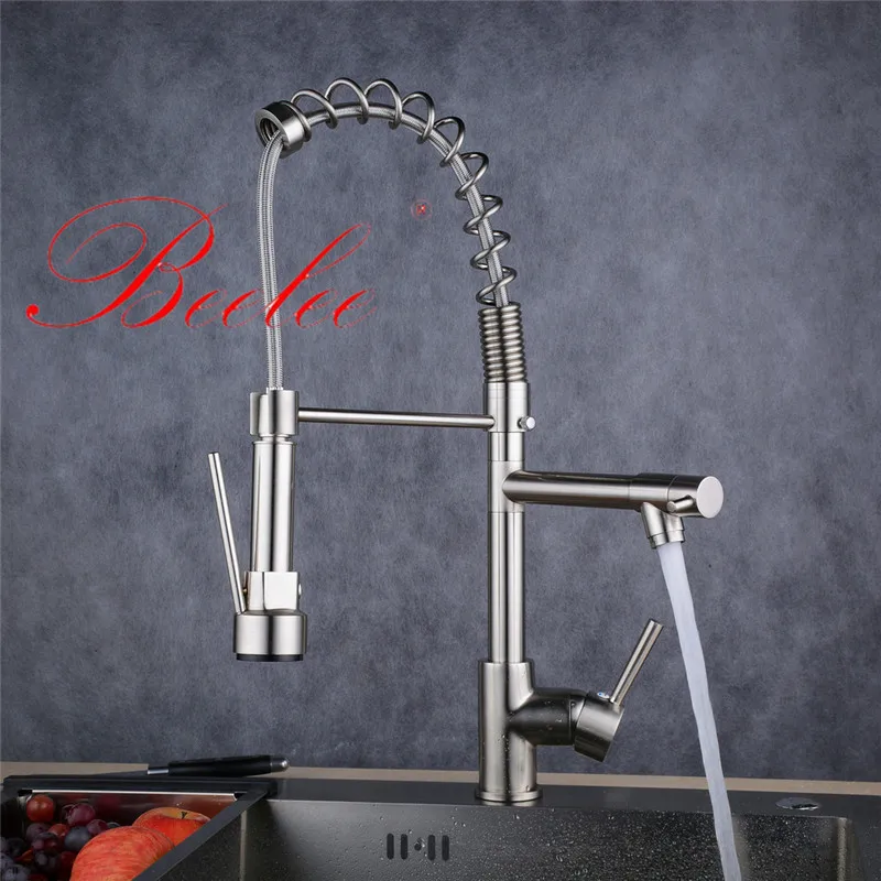 Beelee Kitchen Faucet Universal Modern Black/nickle Water Mixer Tap Hot Selling Solid Brass Dual Spouts 360 Swivel Tap Beelee Kitchen Faucet Universal Modern Black/nickle Water Mixer Tap Hot Selling Solid Brass Dual Spouts 360 Swivel Tap