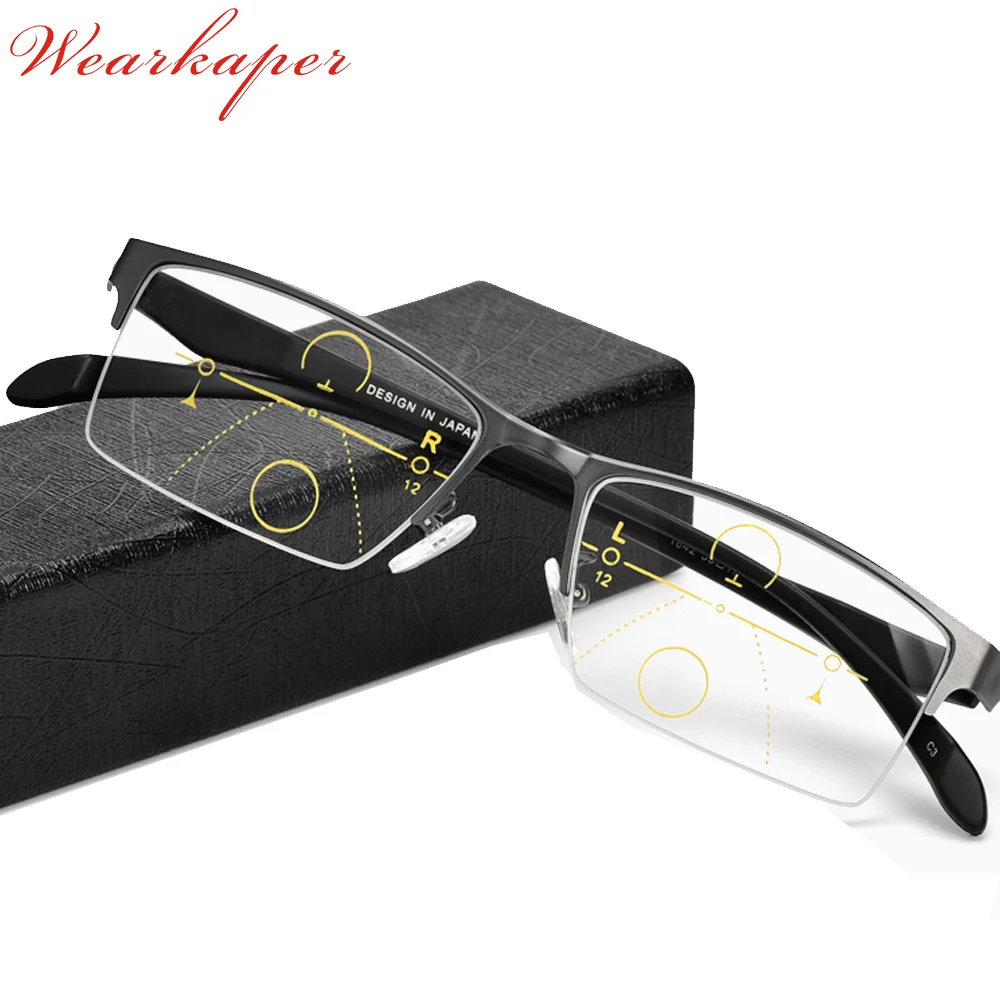 

WEARKAPER New Titanium alloy Progressive Multifocal Commercial Reading Glasses Presbyopia Glasses gafas de lectura 1.25 1.75