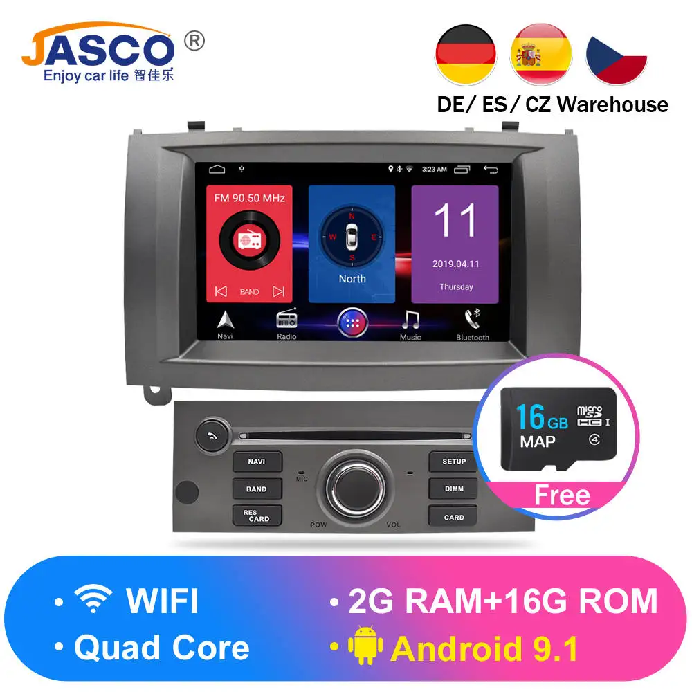 Android 9,0 9,1 ram Авто ГЛОНАСС gps навигация автомобильный DVD стерео головное устройство для peugeot 407 2004-2010 Авто Радио RDS мультимедиа 16g - Цвет: android 9.1  gray