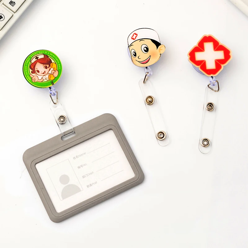 Cute Retractable Badge Reel Student Nurse Exhibition ID Name Card Badge Holder Office Business Supplies