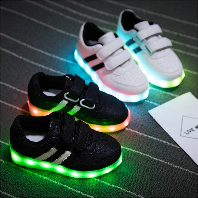 

Glowing Children casual Shoes with USB rechargeable Kids Led Light up Shoes Luminous Sneakers for Boys Girls Sneaker Pink Black