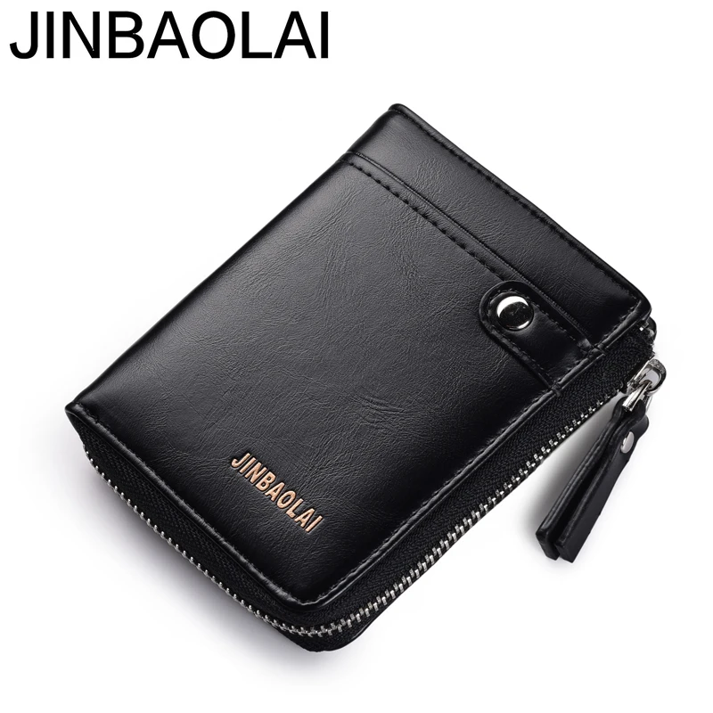 

JINBAOLAI Short Wallet Men PU Leather Wallet with Card Holder Multifunction Wallet Men Brand Wallet Coin Zipper Purse carteira