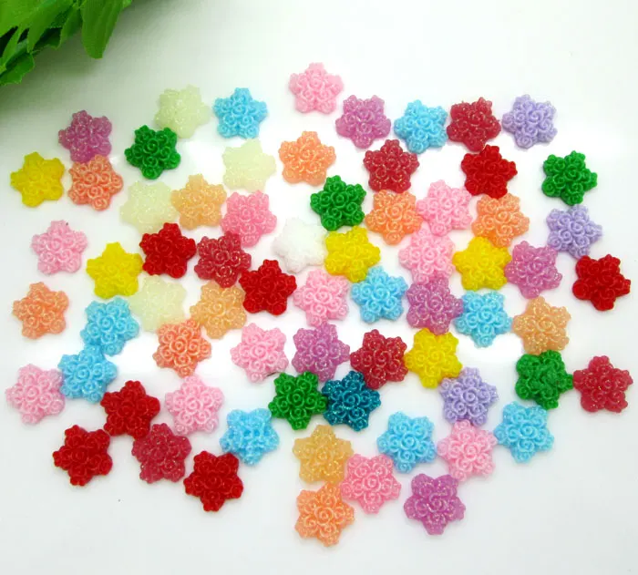 

200Pcs 12mm Mixed Resin Flower Decoration Crafts Beads Flatback Cabochon Scrapbook DIY Embellishments Accessories Buttons