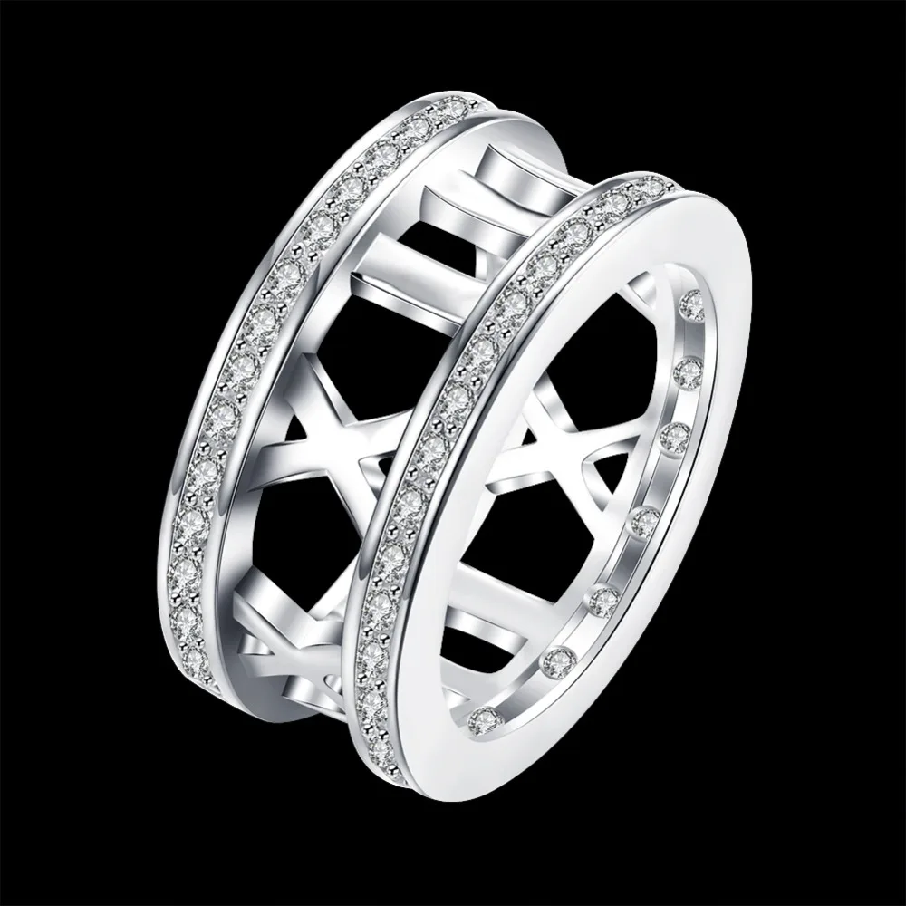 Personality Roma Rings 925 Sterling Silver Round Cubic Zirconia Stone Rings For Women Wedding Jewelry Gift