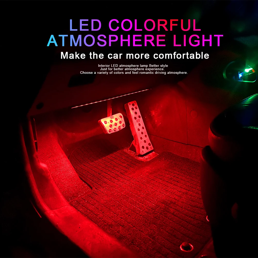 

4X Car RGB LED Strip Light 12 LED Strip Lights Colors Car Styling Decorative Atmosphere Lamps Car Interior Light With Remote 12V