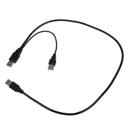 USB 2,0 Тип мужчина к Dual USB Мужской Y Splitter кабель шнур черный
