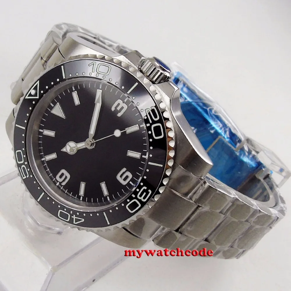 

40mm BLIGER sterile black dial luminous cermaic Bezel date window sapphire glass automatic mens watch