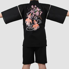 Традиционные мужские японские пижамы, наборы, простое кимоно юката, ночная рубашка, халат, одежда для отдыха, домашняя одежда для влюбленных, A52509