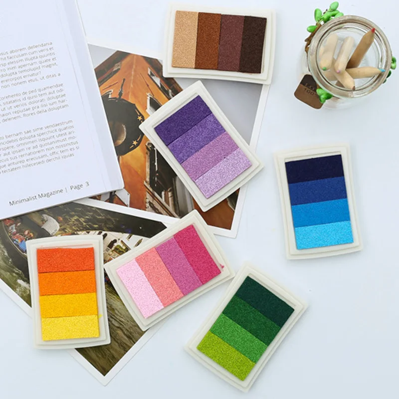 

6 Gradient Colors Cute DIY Ink Pads Craft Oil Based For Rubber Stamps Fabric Scrapbook Stamp Inkpad Decor Fingerprint