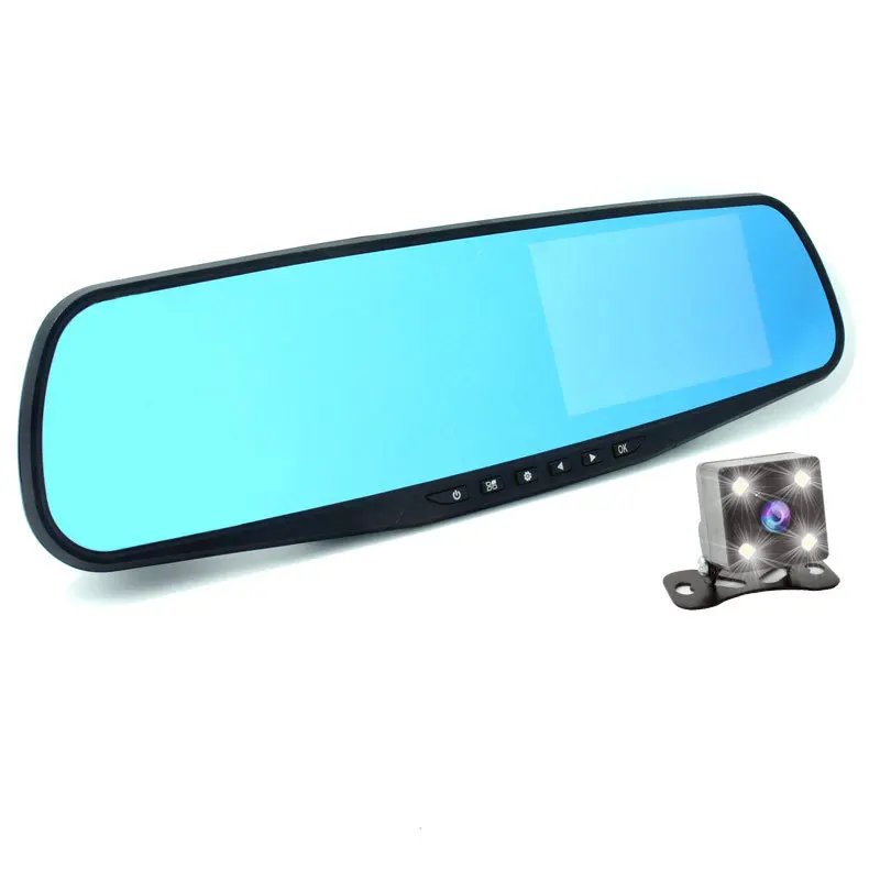 

Rearview Mirror Driving Recorder 4.3-inch dual-lens wide-angle high-definition night vision reverse image Parking monitoring