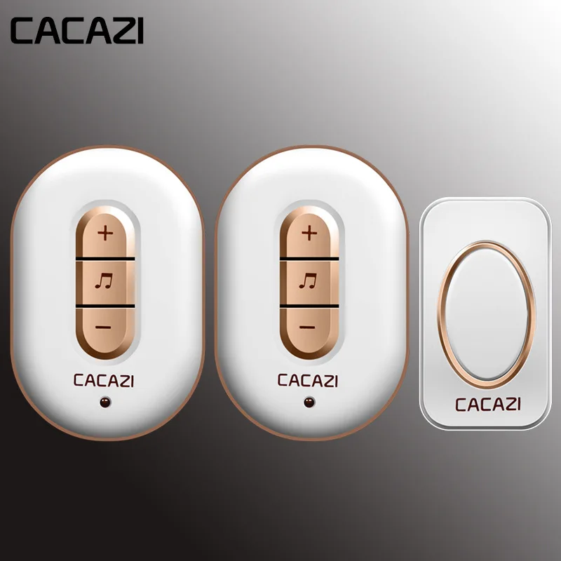 

CACAZI Wireless Waterproof Doorbell Led Smart Button 280m Remote Receiver Us Eu Plug Home Battery Calling Bell 48 Songs 6 Volume